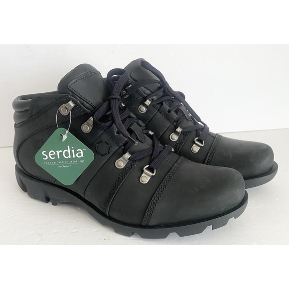 NEW Timberland Men's 9.5 Euro Mid Hiker Boots Black Leather Hiking Camping 71549 - Picture 1 of 9